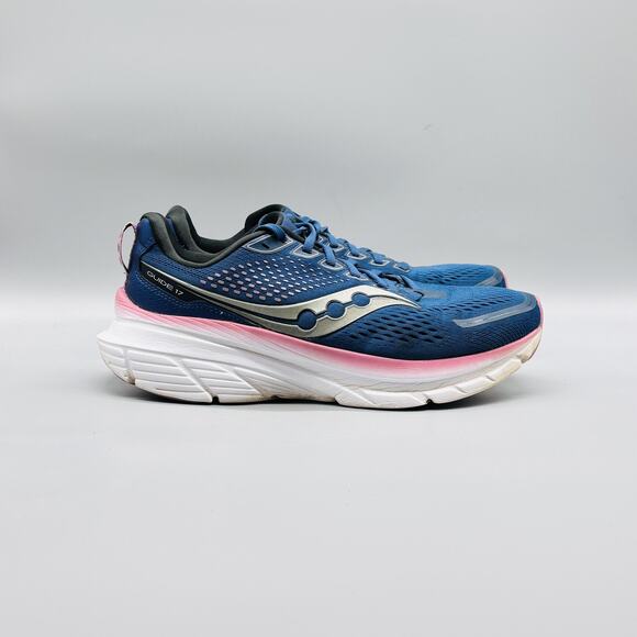 Saucony Shoes Womens 9.5 Blue Pink Guide 17 Stability Running Athletic Sneakers - Picture 1 of 11